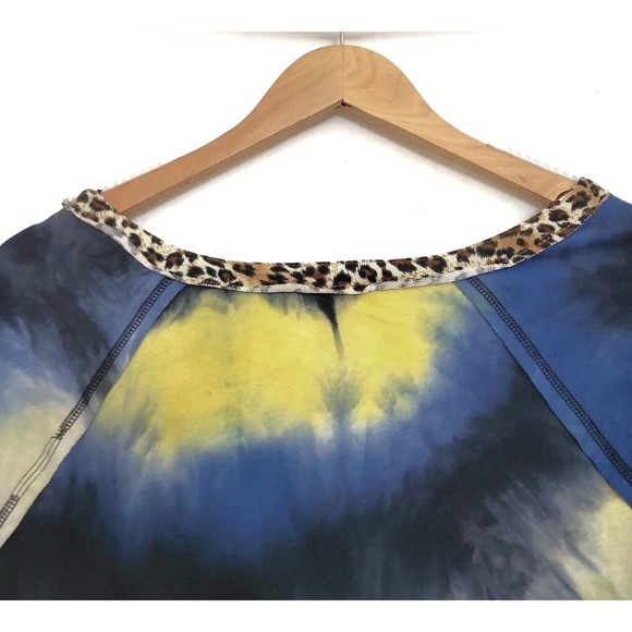 Umgee Tie Dye Mixed Print Long Sleeve Top Exposed Seam Tunic Blouse Plus Sz 1XL - Picture 8 of 12